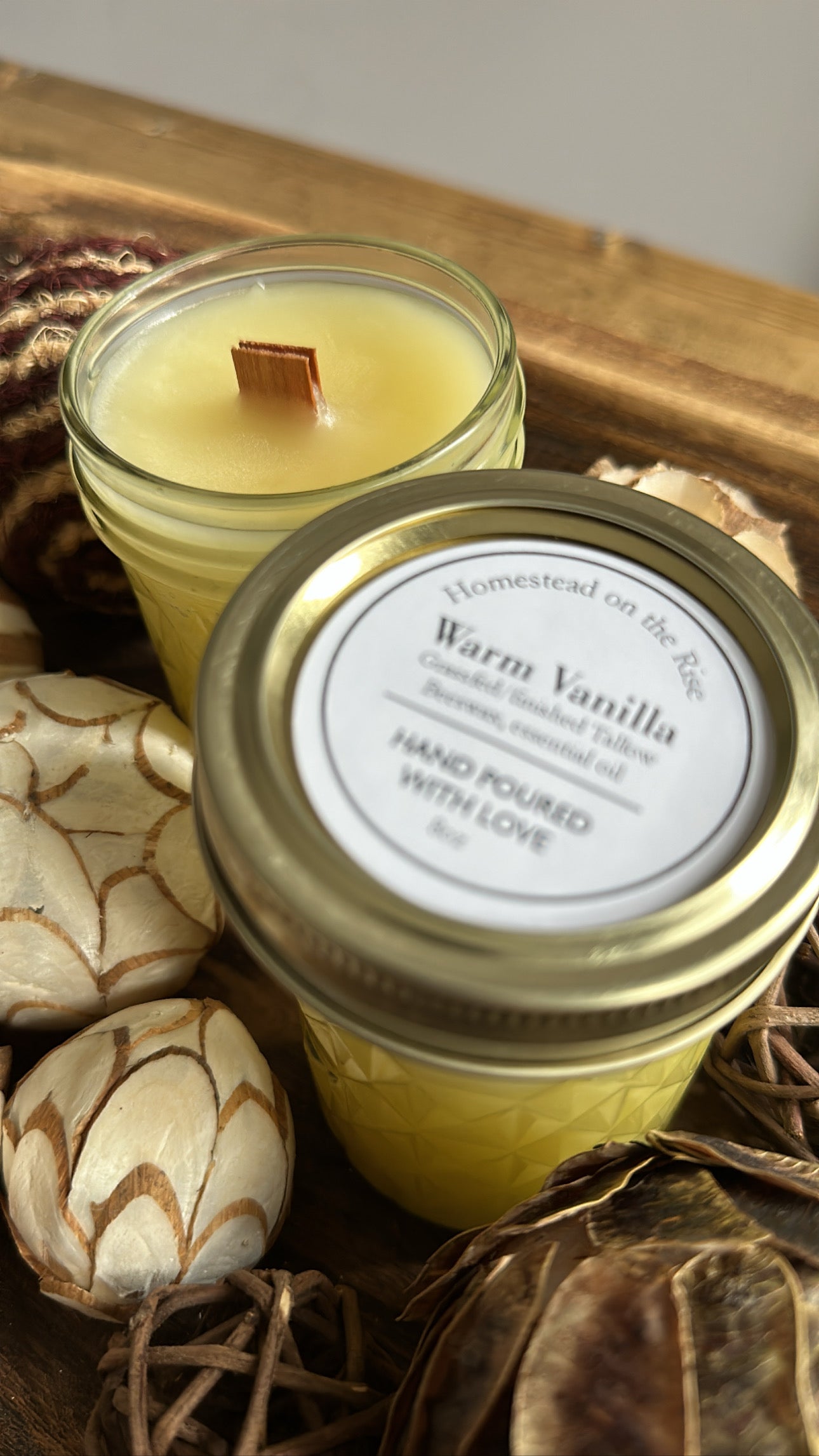 Beef Tallow Candle warm vanilla 8oz Homestead on the Rise